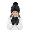 2Pcs/Set Plush Lining Knitted Hats Gloves Warm Bonnet Gloves Kits Touchscreen Gloves  Outdoor