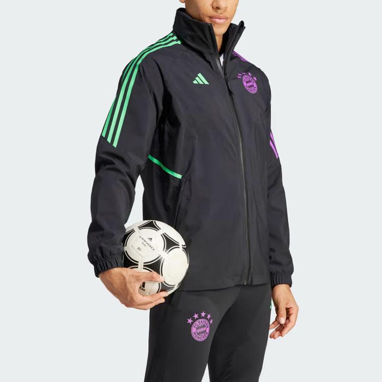 Adidas Fc Bayern Condivo 23 Rain Jacket Color Block Long Sleeve Jacket Men Jacket Black IB1573