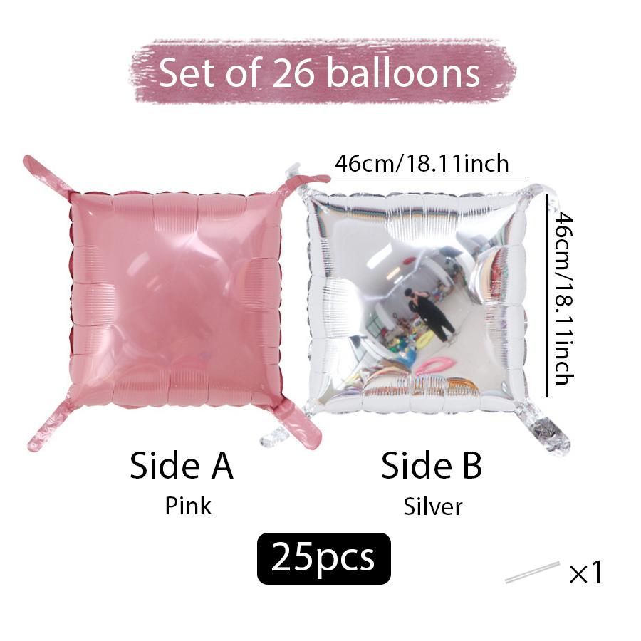 25 Pieces of Double-Sided Square Aluminum Foil Balloon Walls for Anniversary Wedding Season Valentine's Day Birthday Party