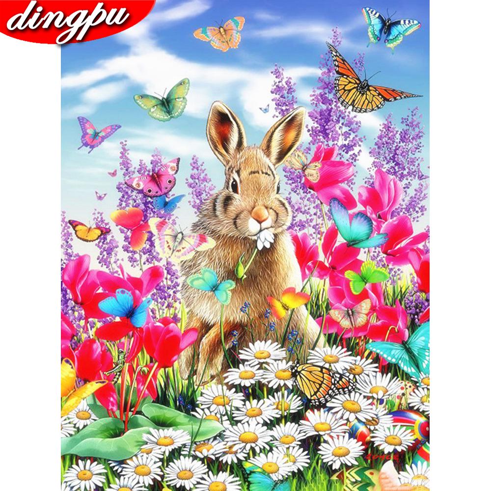 Полная дрель квадратная алмазная живопись кролик Алмазная мозаика цветок бисер вышивка