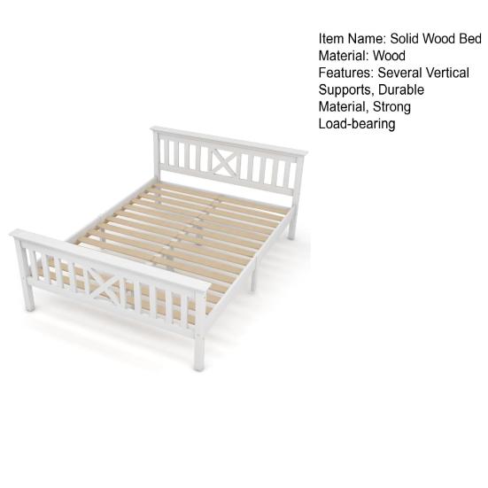 Wood Bed Several Vertical Supports Children White High Stability Teenager Sleeping Security Solid Double Bedroom Furniture
