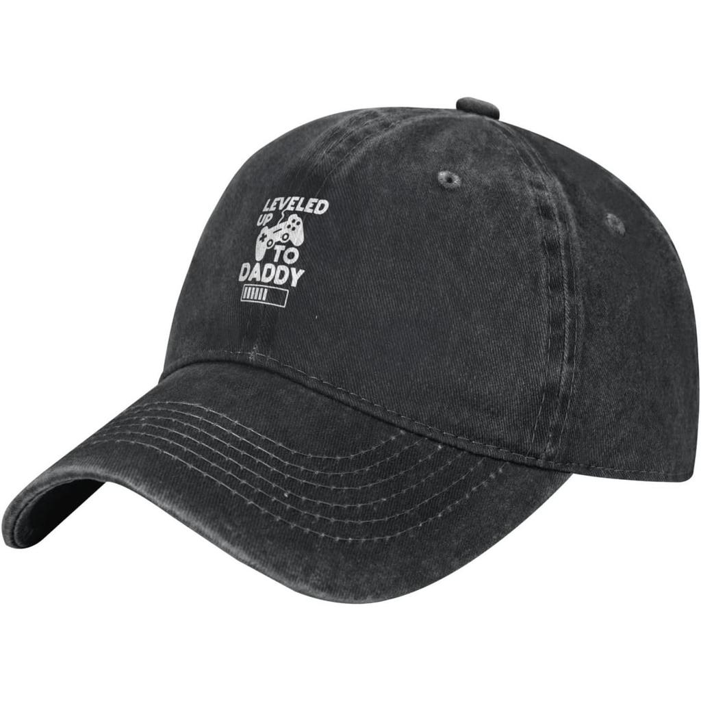 Leveled Up to Daddy Gaming Baseball Cap Washed Cotton Dad Hat Adjustable Casual Outdoor Cap