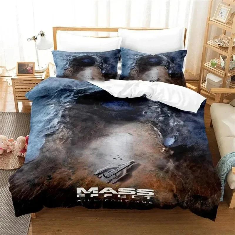 3D Печать Игра Mass Effect Удобное Одеяло Пододеяльник Наволочка Комплект Постельного Белья Детская Спальня Декор Домашний Текстиль