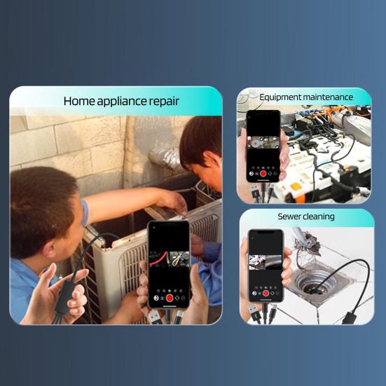 Инспекционная эндоскопическая камера для телефона с подсветкой IP67, водонепроницаемая, легко подключаемая, 1080P, камера для осмотра бороскопа
