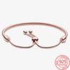 Genuine 925 Sterling Silver Moments Four Style Snake -Shaped Chain Sliding Bracelet Leather Bracelet Wedding Party Girl Jewelry