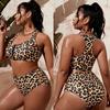 New Swimwear Women's Split Leopard Print Large Size Fat MM Bikini Swimwear