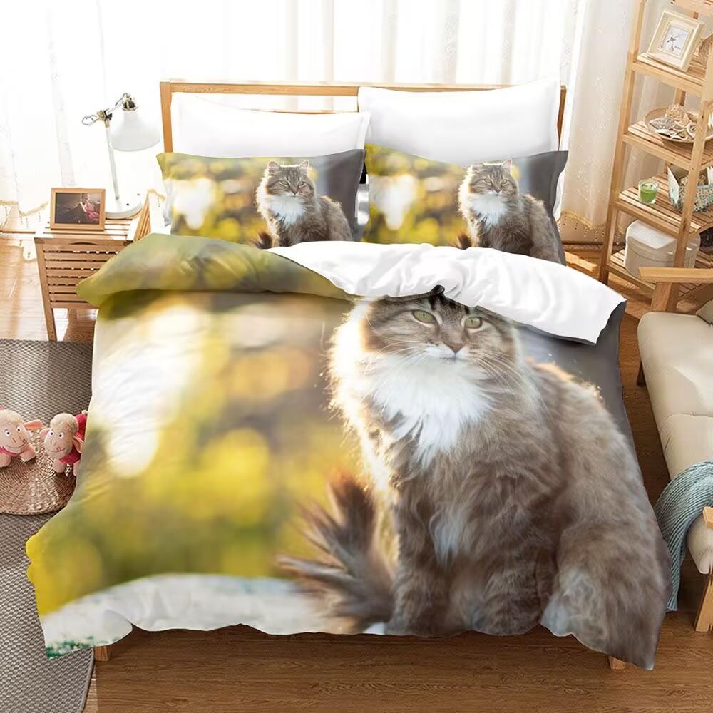 Милый Комплект Постельного Белья с 3D Принтом Собаки Кошки Удобный Приятный к Коже Любимый Терапевтический Твин Кинг Набор Пододеяльников для Детей Мальчиков Девочек Подарок