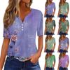 Жен. Футболка С принтом Пуговицы С короткими рукавами Повседневные Выходные Мода Классический Классический V-образный вырез Обычный Топ