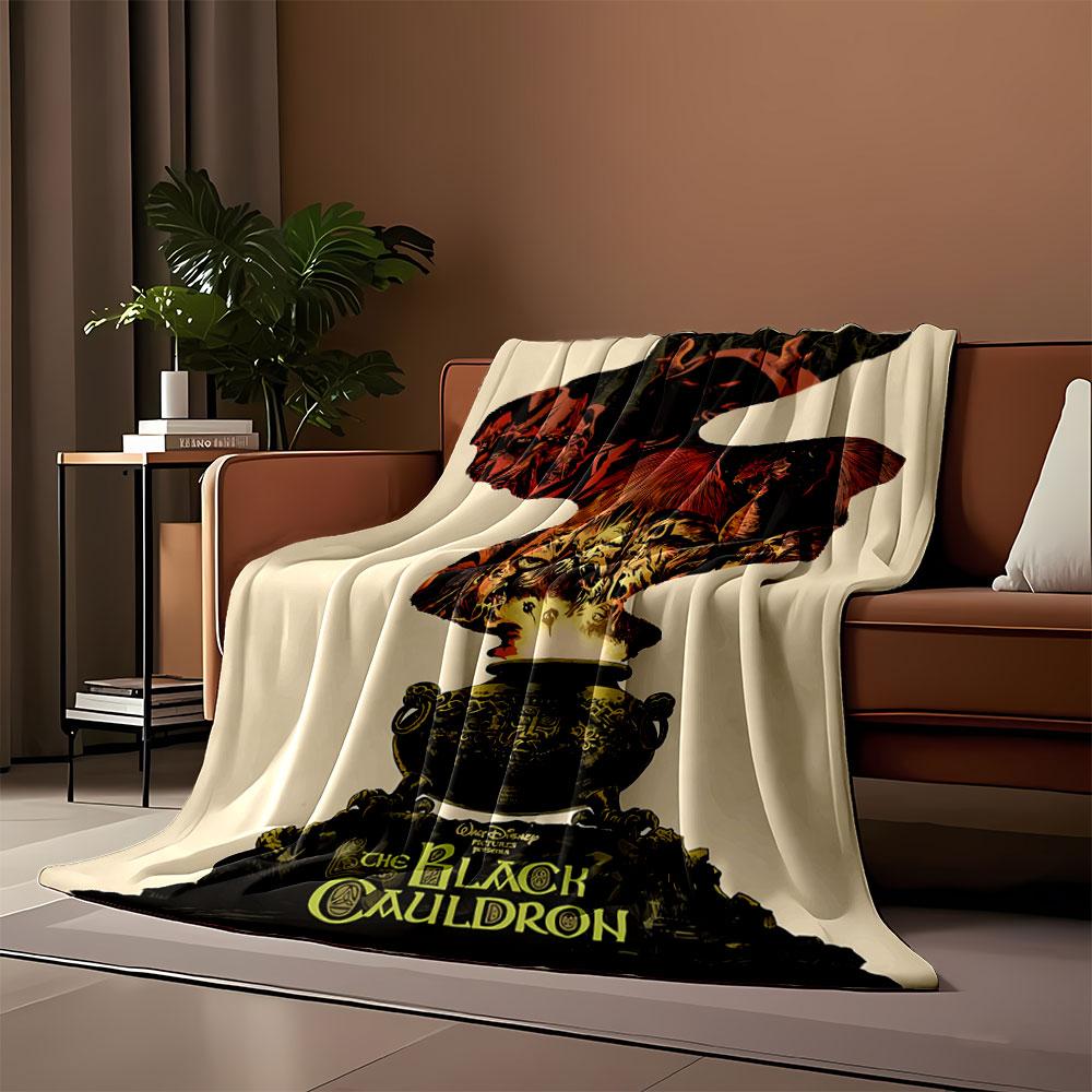A cauldron emits smoke forming sinister, fiery figures and creatures. for all seasons blanket lunch break throw gift