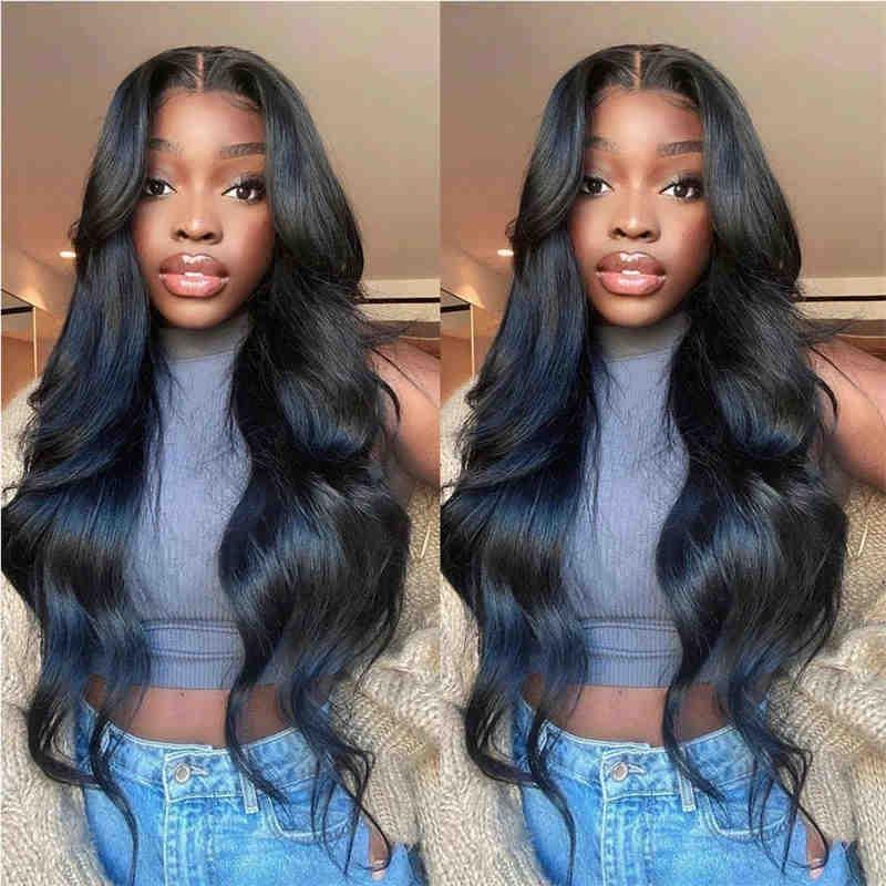 Womens Middle Part Long Curly Wig Hand-Tied Front Lace Synthetic Full Head Wave Daily Use