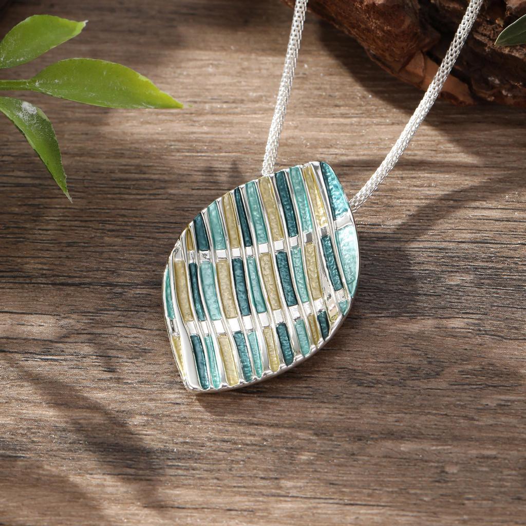 Новая цветная масляная живопись геометрический кулон в виде листа, персонализированный женский универсальный кулон в виде листа