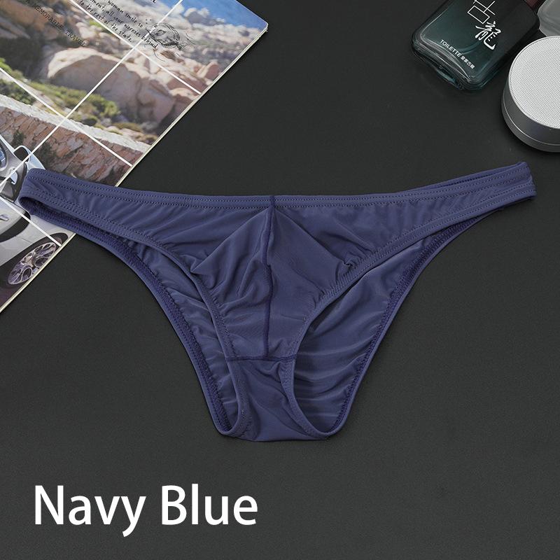 Men Erotic Underwear Pouch Seamless Panties Ice Silk Briefs Low Waist Underwear Ultra-thin Sexy