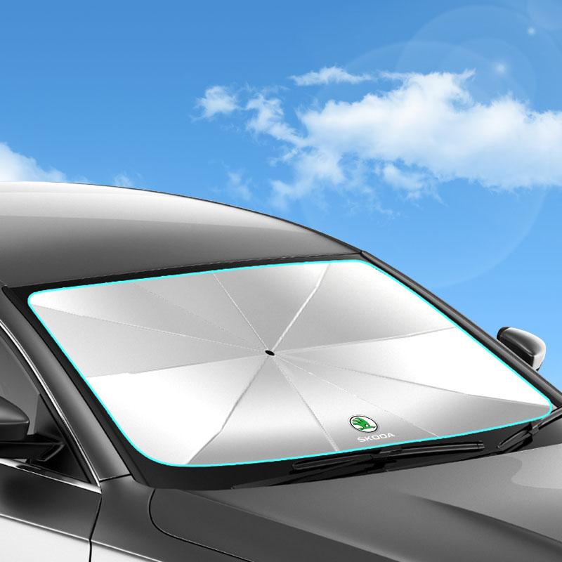 1Pcs Car Windshield Sunshade Umbrella Protector Parasol Foldable For Skoda Octavia Superb Rapid Kodiaq Karoq Fabia Kamiq Roomster Citigo