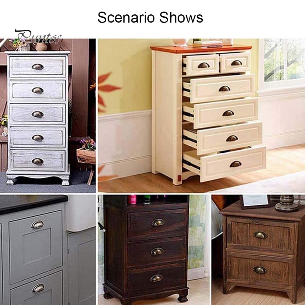 Puntos 12 шт./компл. винтажные металлические ручки для шкафа в форме ракушки, аксессуары для фурнитуры