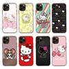 H-5 Hello Kitty Black Sofe Case for iPhone 16 15 Plus 14 13 Mini 12 11 Pro 8 6 6S SE 5 XR XS Max Realme C30 C33 C32 9I VIVO V29 V27 V23 Y36