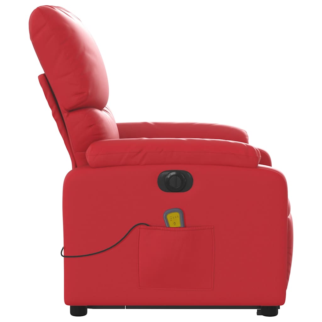 Electric Massage Recliner with Rising Function Red Faux Leather