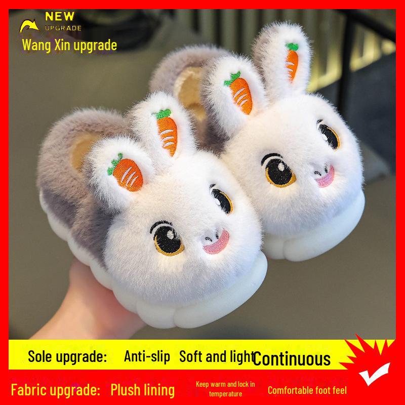 Милые детские тапочки-зайчики с морковными акцентами и нескользящей подошвой