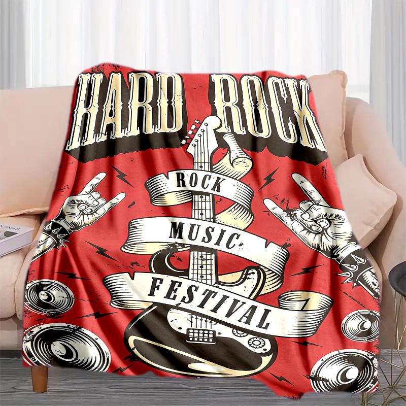1PC Musical elements printed blanket, all season lightweight home office outdoor nap multifunctional blanket A9