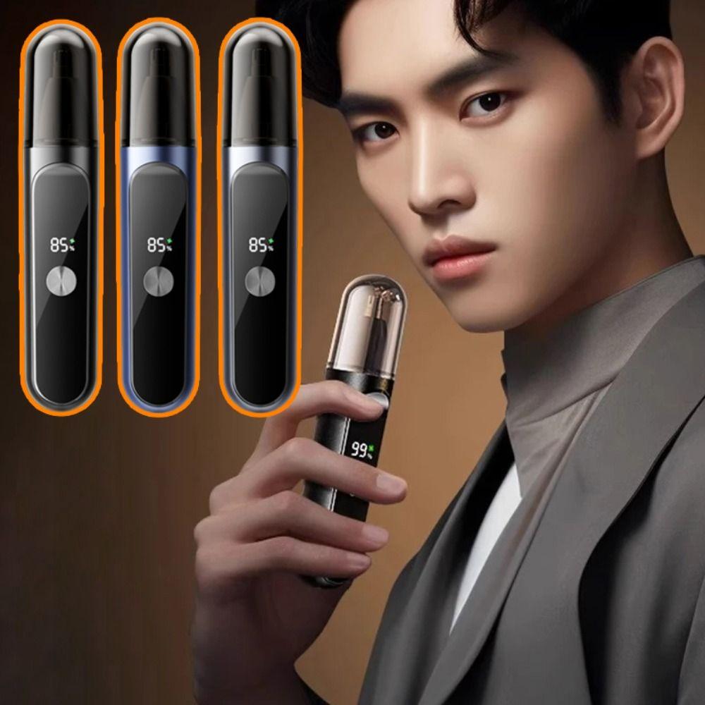 Rotary Cutter Head Electric Nose Hair Trimmer LED Digital Display Eyebrow Trimmer Unisex
