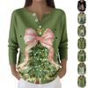 Women's Fashion Long Sleeve Christmas Snowflake Print Top Elegant Casual Top