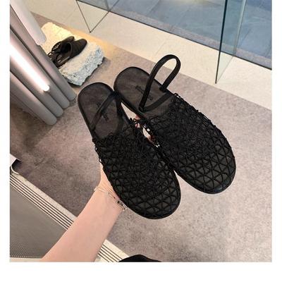 Стильная полая сетчатая сумка на голову с пляжными шлепанцами на плоской подошве, женские летние