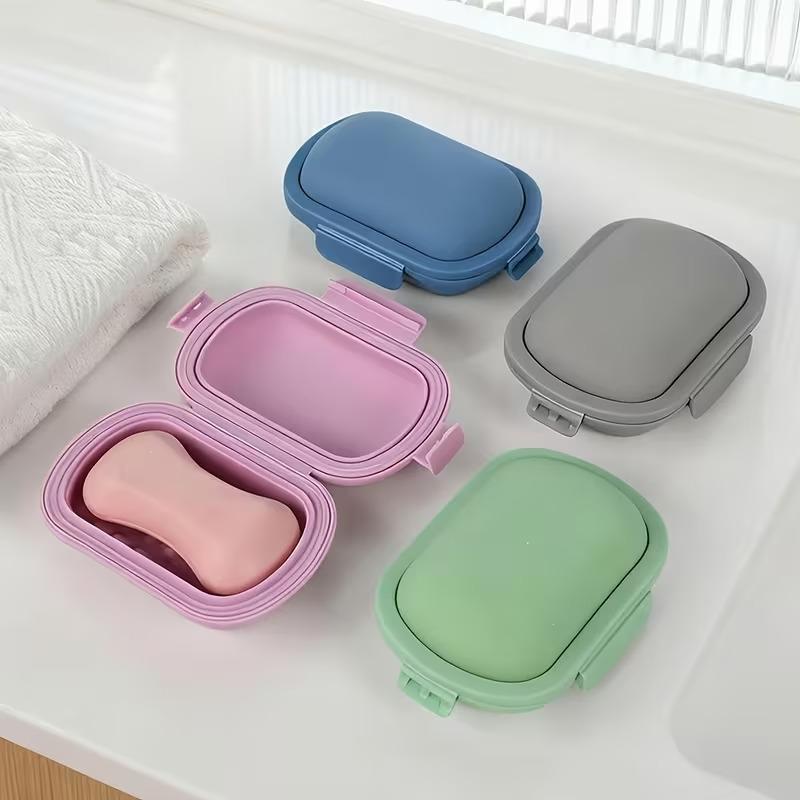 Travel Portable Flip Top Soap Dish with Lid-Leak Proof Bar Soap Container Flip Top or Fold Flat for Travel Hotel