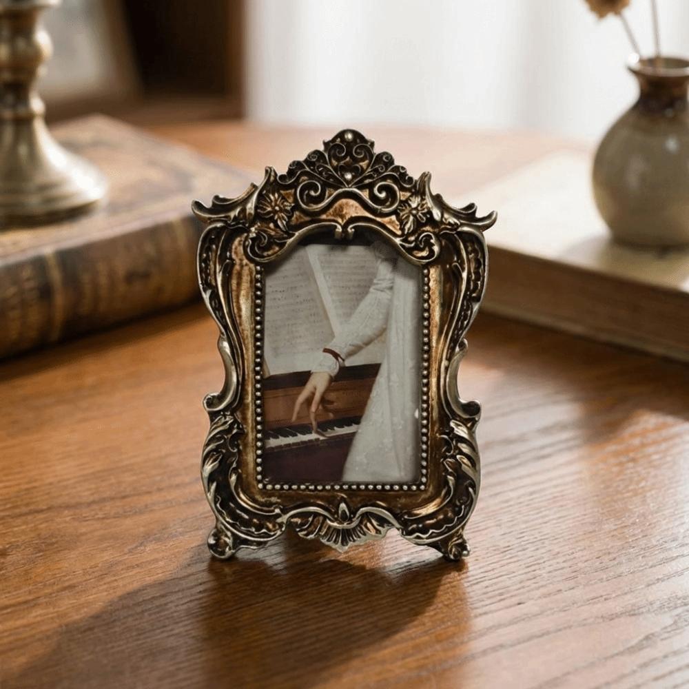 Carved Flower Design Vintage Photo Frame Rectangular Oil Picture Frame Photo Holder Romantic Gift