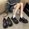 Retro British Style Heightened Platform Loafer Small Leather Shoes Women's 2025 Spring New French Thick Heel Mary Jane Single Shoes