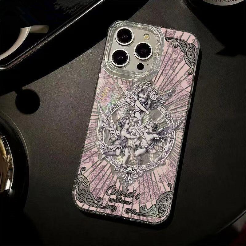 Ретро Чехол для телефона с принтом Ангела Амура и Крыльями для iPhone 17 16 15 14 13 12 11 Pro Max XS X XR 7 8 Plus 16e 17Air Ударопрочный Чехол