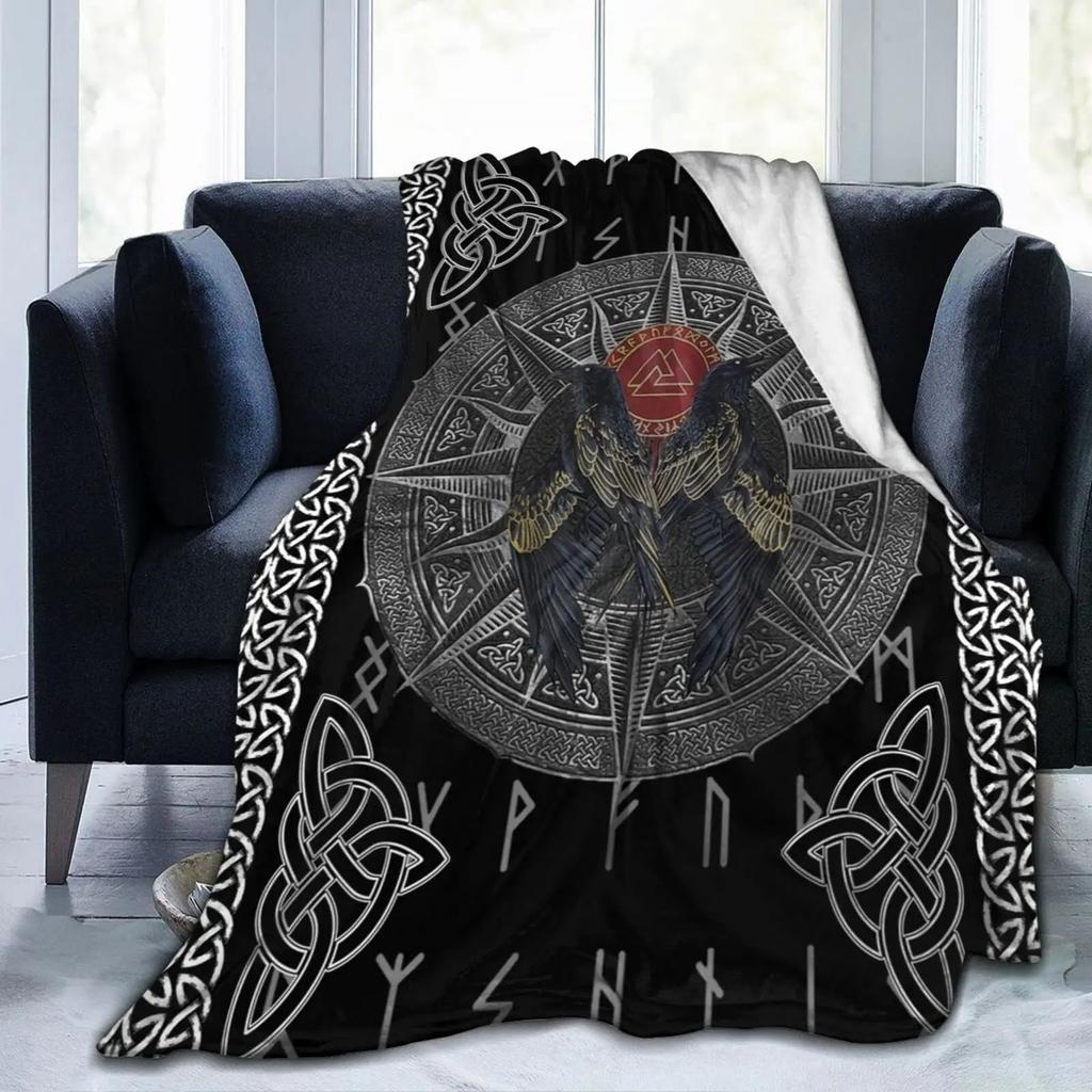 Norse Mythology Viking Blanket Odin Rune Nordic Decorative Flannel Blanket