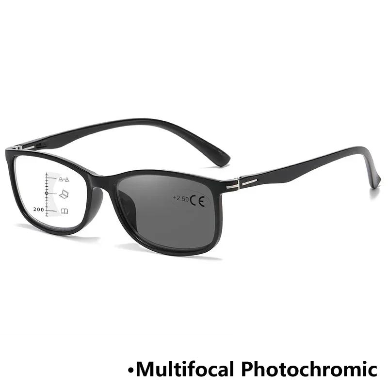 Фотохромные мультифокальные очки для чтения Анти-синий свет Очки для дальнозоркости Деловые Очки для пресбиопии высокой четкости +1.0 ~+4.0