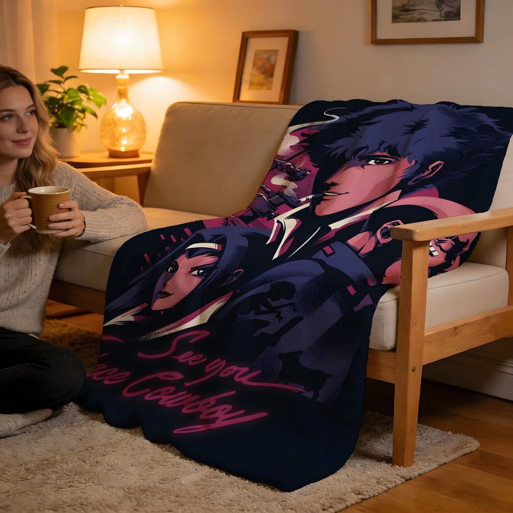 Throw High-Density Short Plush Blanket For Sofa Nap Air-Conditioned Room Soft Skin-Friendly Cowboy Bebop