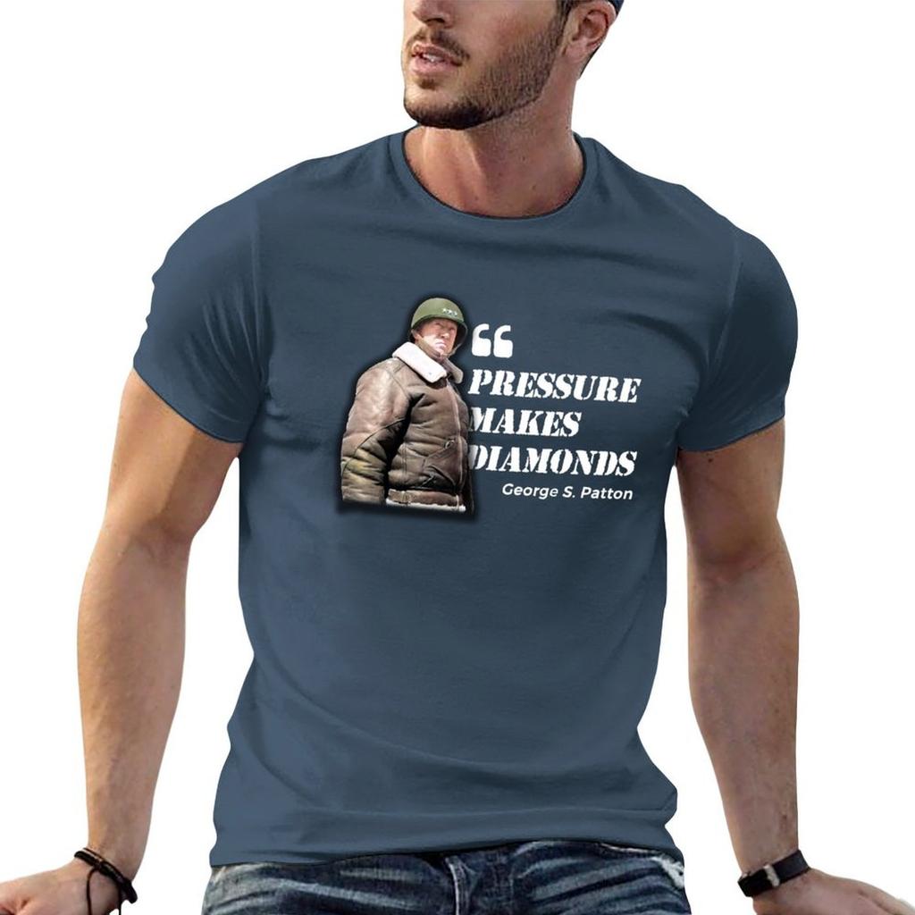 George S Patton Quote Design  Pressure Makes Diamonds Tshirt Stylish Graphic Short Sleeve Top