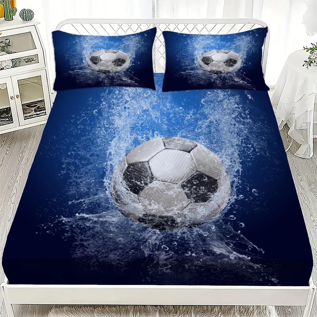 3D Постельное белье с футбольным принтом, простыни на резинке, наматрасник и наволочка, на заказ 150x200 см, декор для мальчика, детей