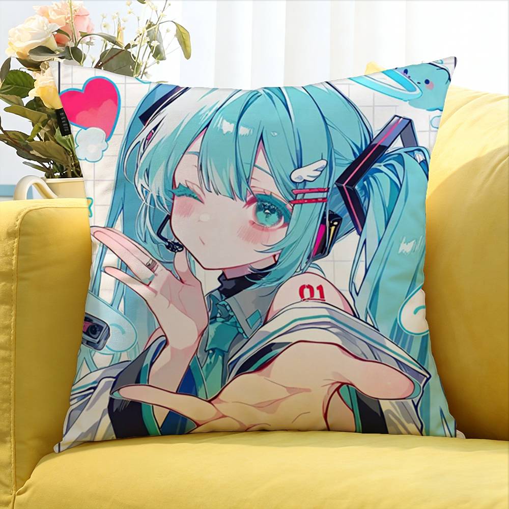 Electronic Musicians M-Miku World Various Sizes Square Pillow Case For Car Home Bedchamber Decor