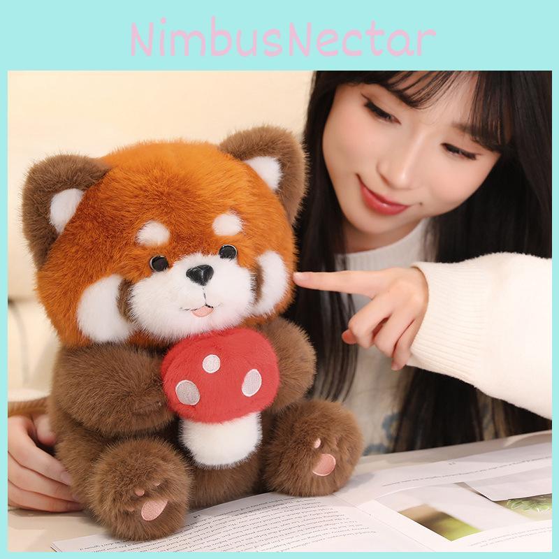Mushroom Plush Raccoon Toy Cartoon Stuffed Doll Kids Birthday 2636cm Gift