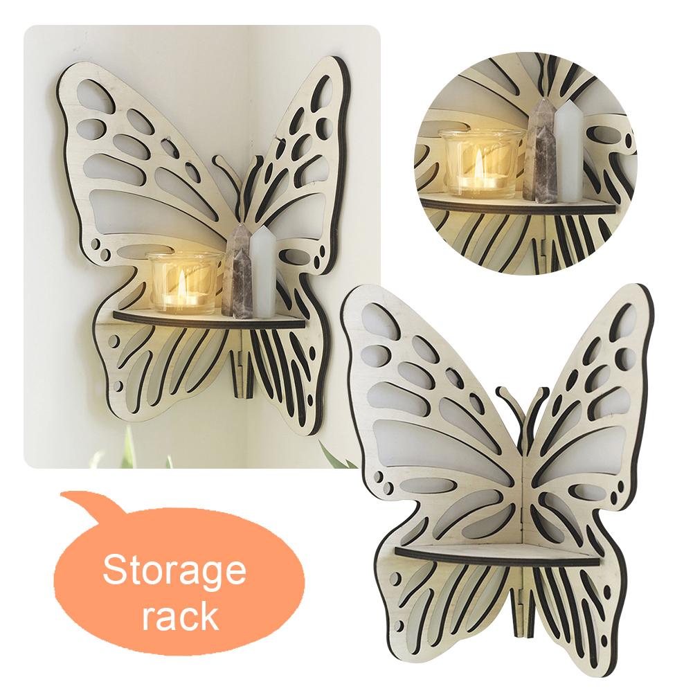 Деревянный подсвечник-бабочка, настенные полки, деревянная полка, стеллаж для хранения, украшение для дома, настенный декор для гостиной, полки для растений