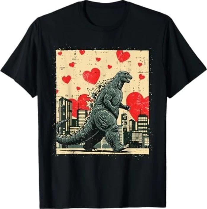 Valentines Day Japanese Monster Hearts Kaiju Men Women T-Shirt