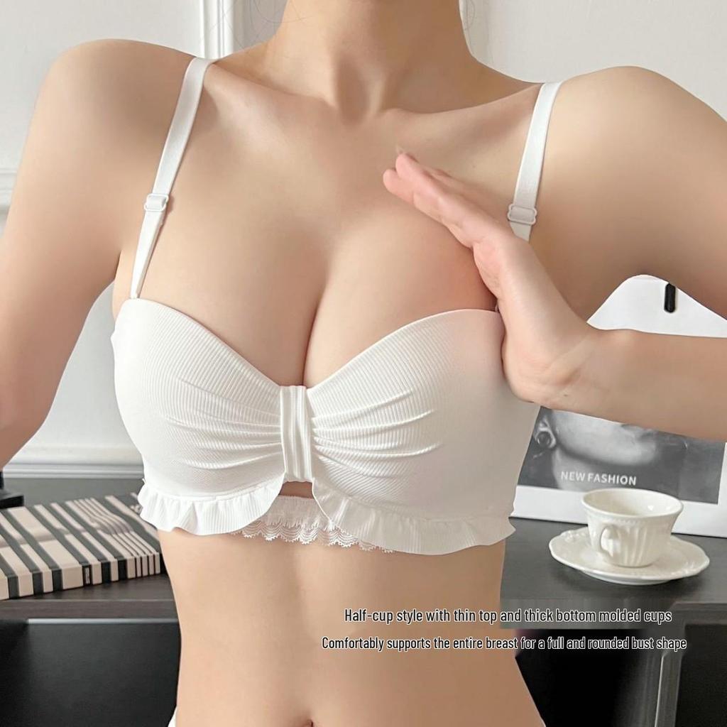 Lace Half-Cup Push-Up Bra with Side Support for Small Busts