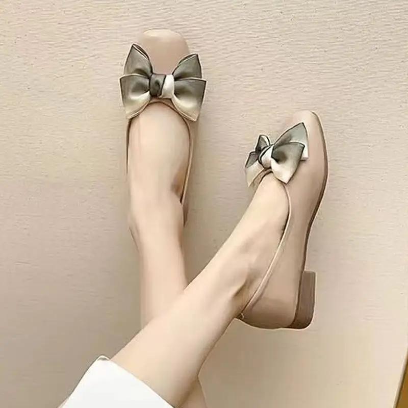 Shoes for Women Cute Woman Pumps Fashion Square Heels Kawaii Luxury Women's On Sale High Quality Spring Quick Delivery Casual