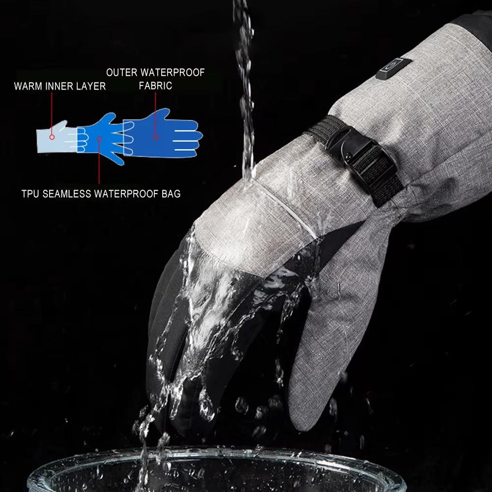 1Pair Heated Gloves Thermal Electric Cold Weather Heating Gloves W/ Battery Box Waterproof Anti-Slip Rechargeable for Men Women