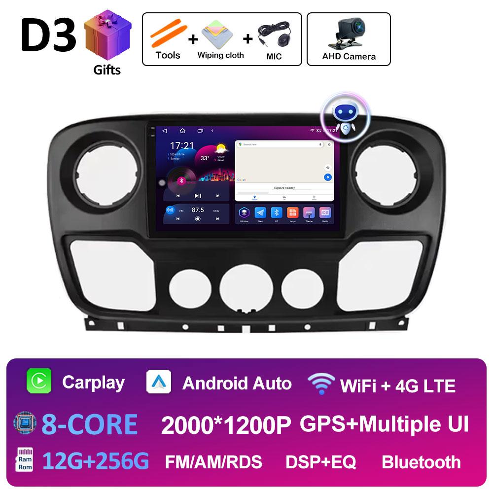 Для Renault Master lll 3 2011 - 2021 GPS-навигация Автомобильный радиоприемник Видео Мультимедийный проигрыватель Android 14 WIFI Беспроводной Carplay Головное устройство