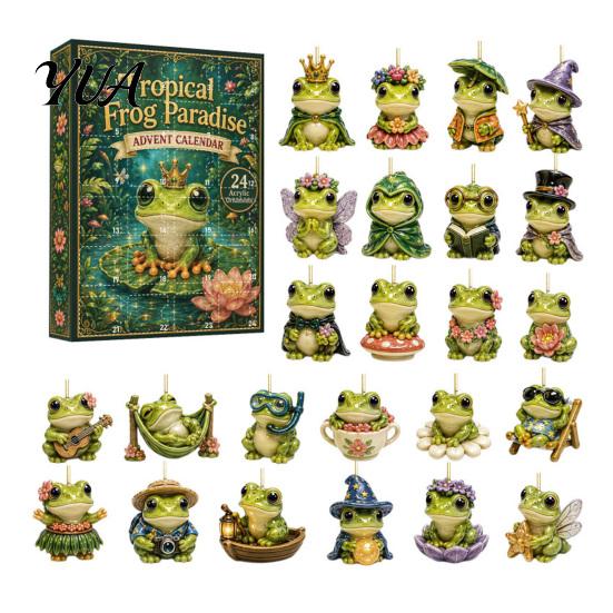 Festive Party Favors Frog Advent Calendar 2026, 24 Days Christmas Countdown with Pcs 2D Themed Ornaments Acrylic Ornaments, Cute Hanging Pendants for