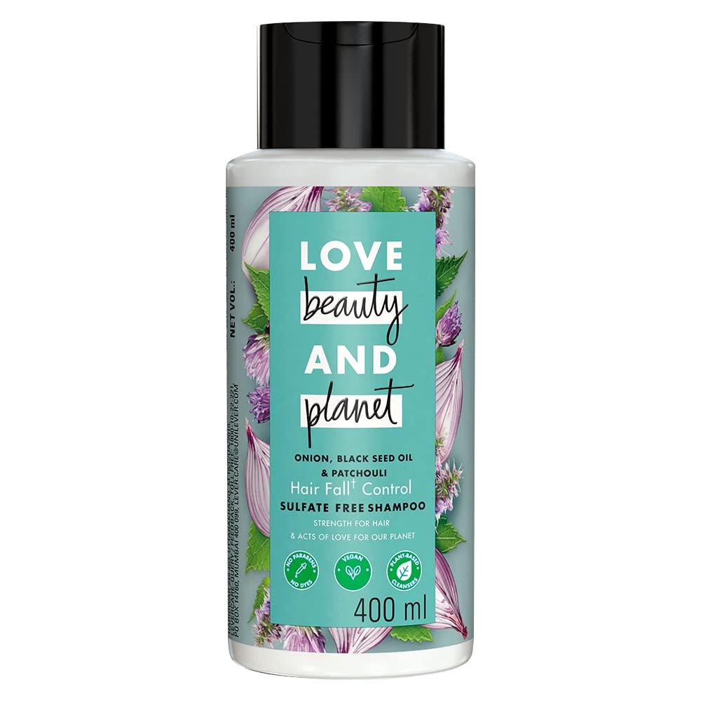 Love Beauty & Planet Лук, Черный Тмин и Пачули Шампунь для Контроля Выпадения Волос Натуральный|Без Сульфатов, Без Парабенов|400 мл