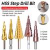HSS Titanium Step Drill Bit Cobalt Hex Shank Spiral Straight Groove Metal Hole Cutter Conical Stage Drill Cone Power Tools