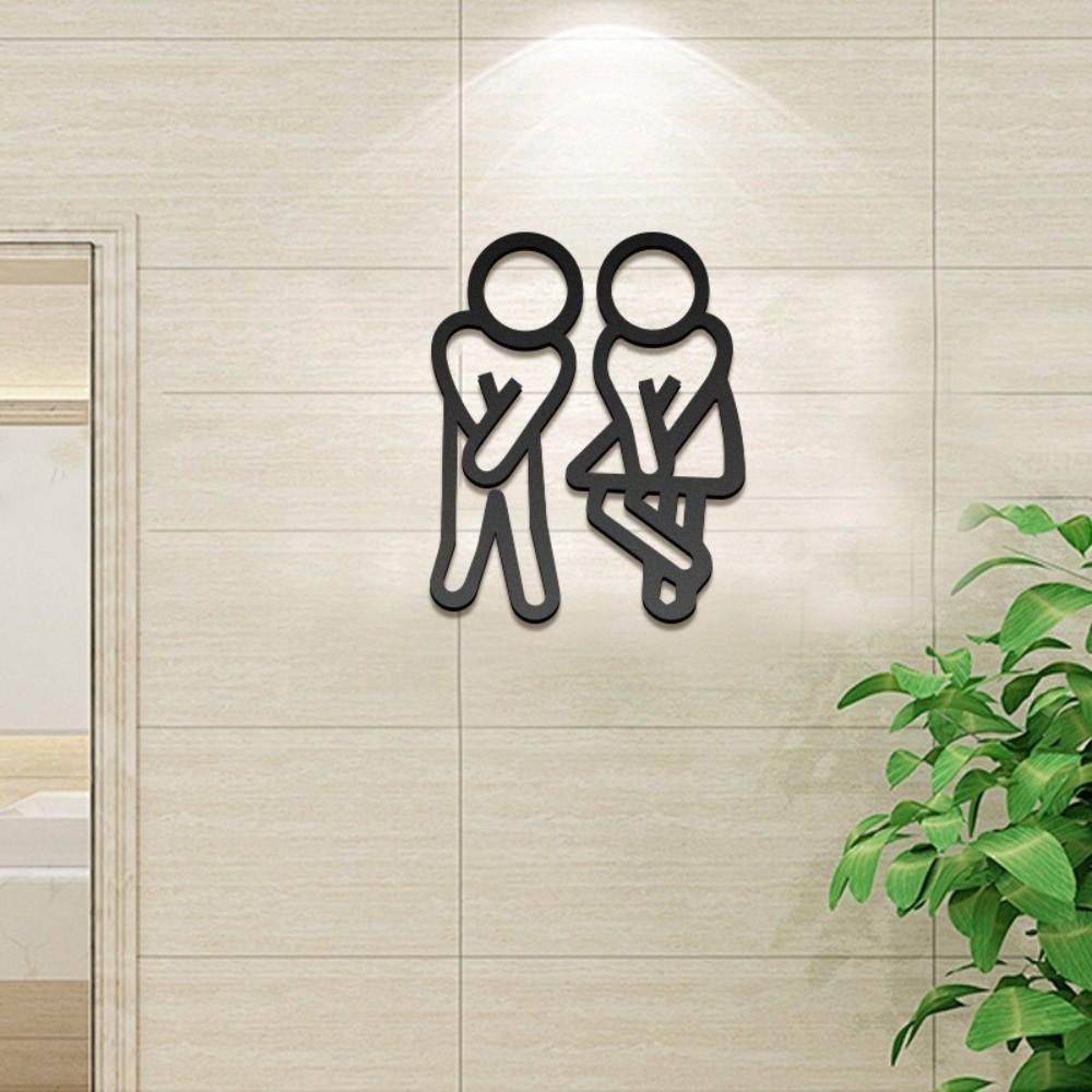 2D Flat Toilet Signage 12cm Gender Signs Modern WC Door Signs Shopping Mall