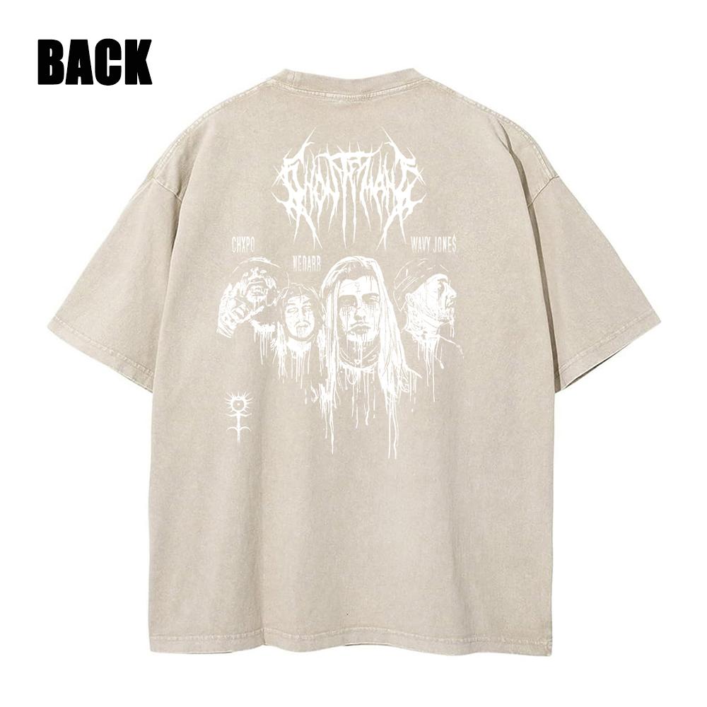 Y2k Men Washed Vintage Tshirt Black Streetwear Skull Graphic Print T Shirt Harajuku Tshirt Summer Short-sleeve Tees