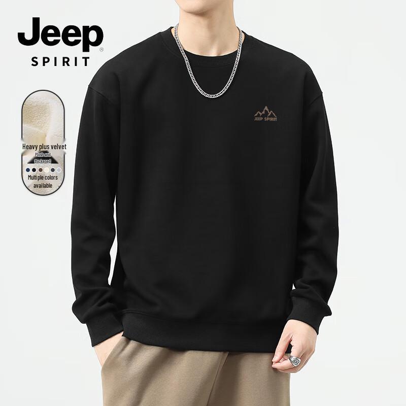 JEEP SPIRIT Men's Alpaca Fleece Lined Round Neck Sweatshirt