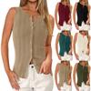 Women's Fashion Casual Solid Color Sexy Sleeveless Button Down Vest T-Shirt Top