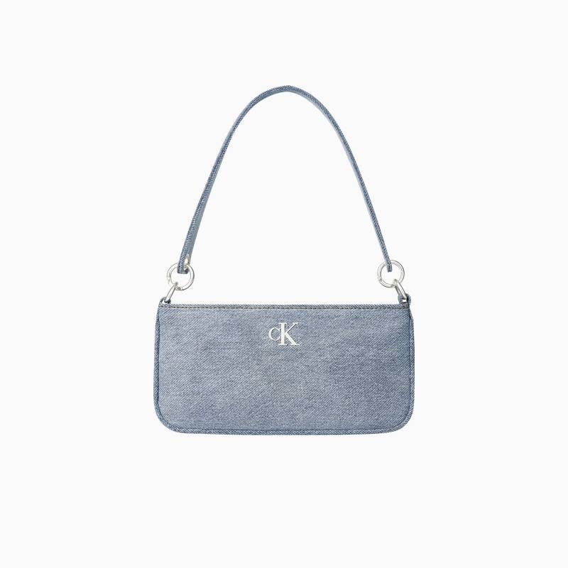 Calvin Klein Новая Мода Джинсовая Ткань Подмышечная Сумка на Плечо Средняя Женские сумки Светло-Синий 4F3217G-VGO